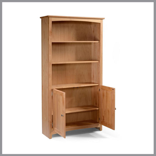 26-Inch Wide Alder Standalone Bookcase w/Doors
